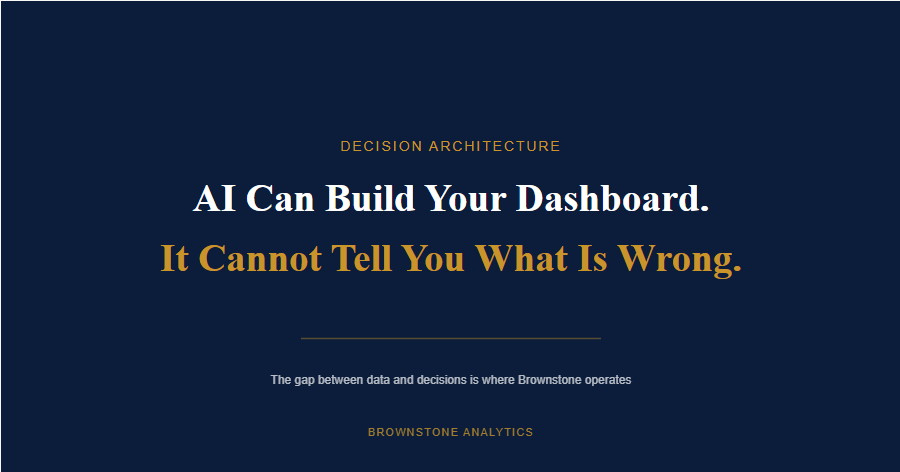 AI Can Build Your Dashboard. It Cannot Tell You What Is Wrong.