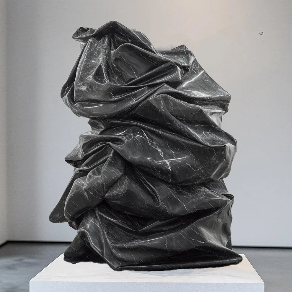 Draped in Memory - 
a love/hate letter to excess, worship, and waste. an exploration of excess, consumption, and the fleeting nature of value. 

our practice  centers on the chaos of particulate movement and transfer through form, and here, that chao