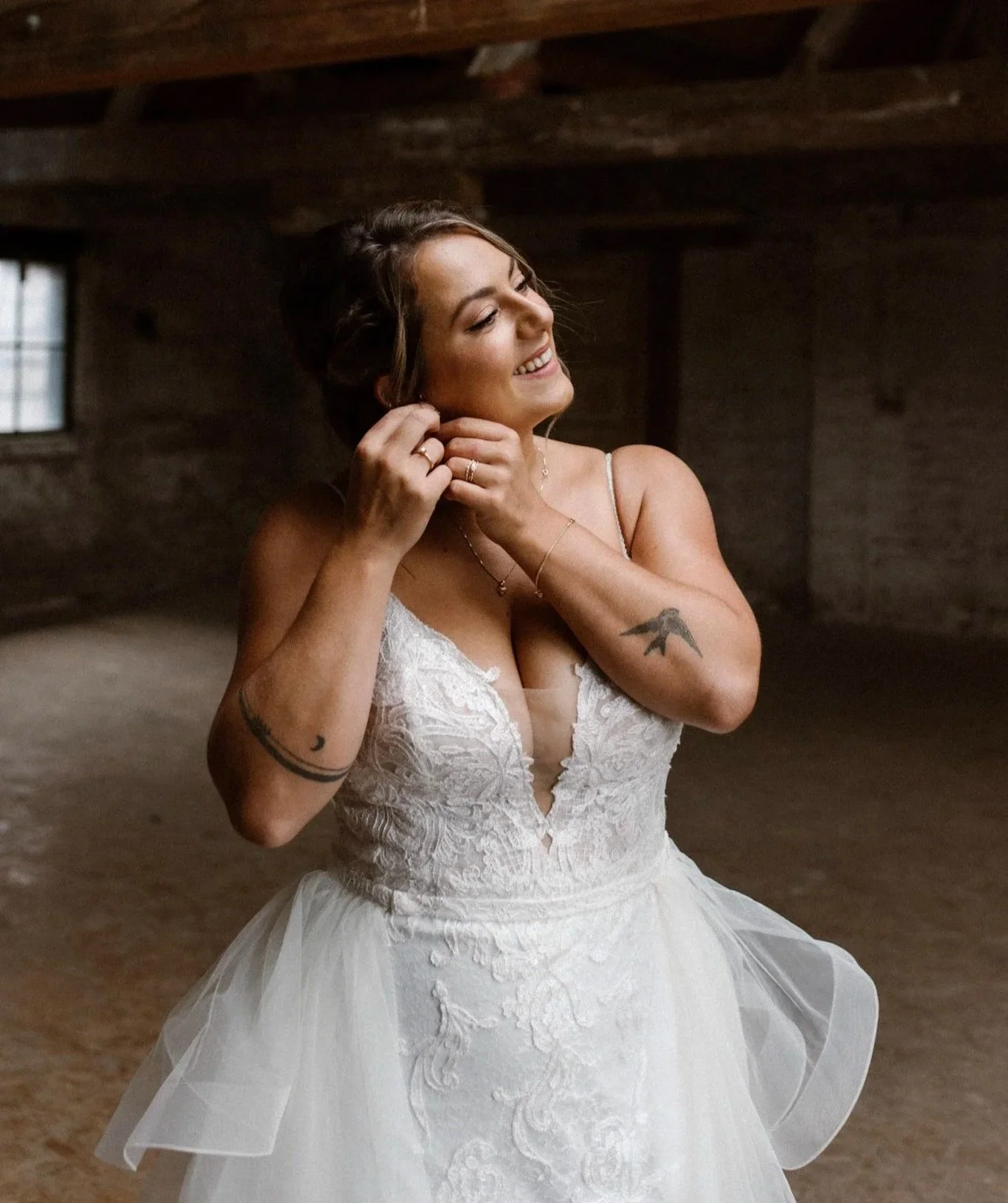Bride alone captured in a natural bohemian style during her wedding in Capelle aan den IJssel, the Netherlands.