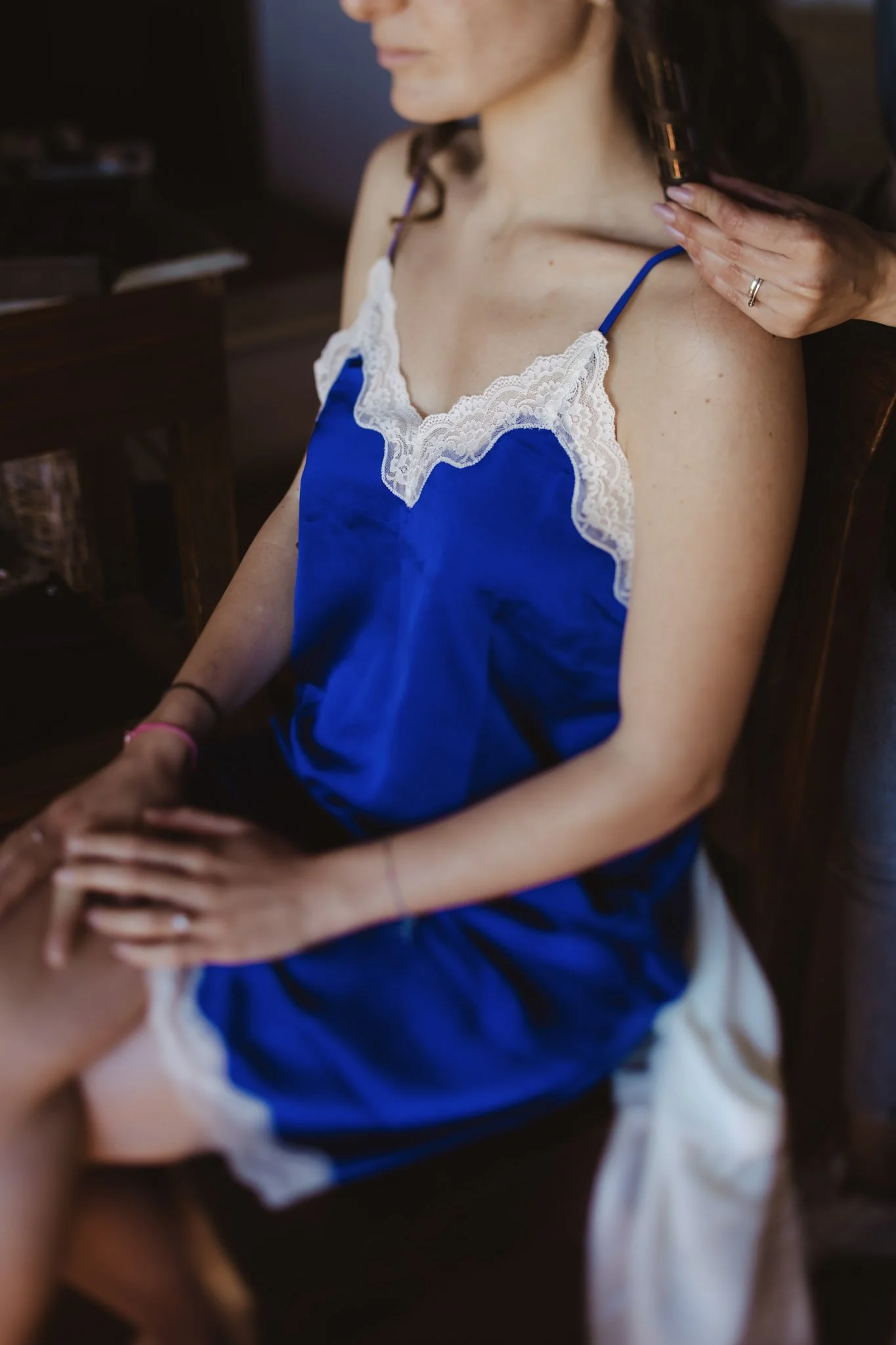 Bridal details featuring something blue during the getting ready moments in Italy.