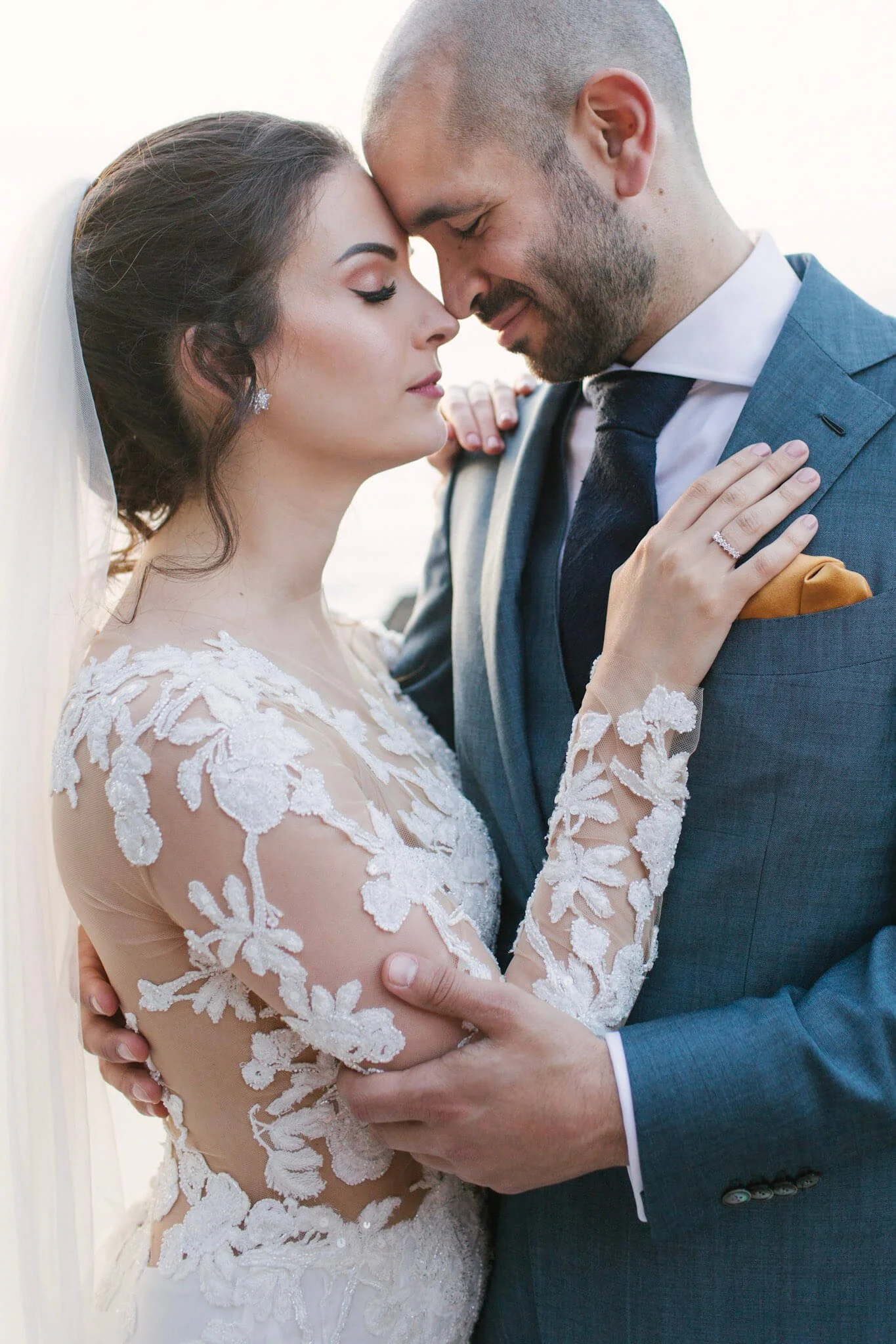 Wedding couple captured in an elegant portrait at Hotel Hermitage on Isola d’Elba, Italy.