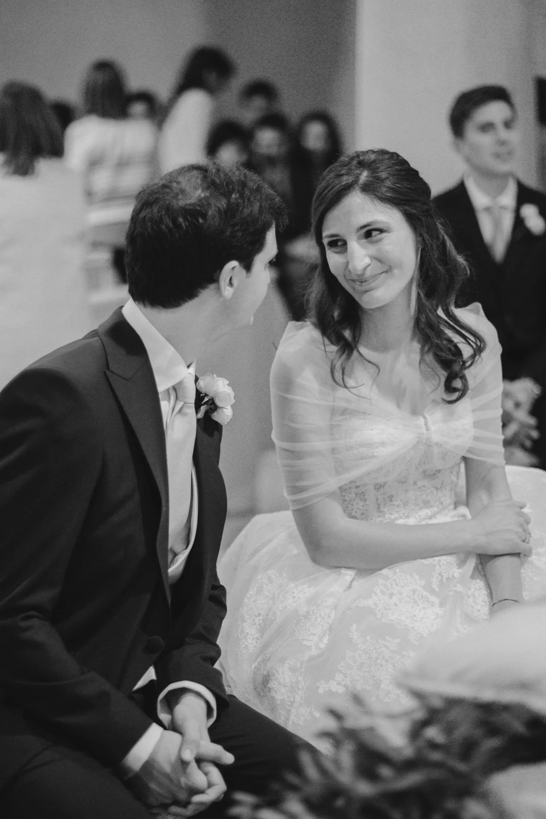 Bride and groom during an Italian wedding church ceremony