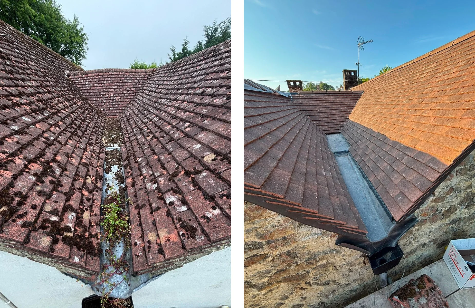 Roof before and after