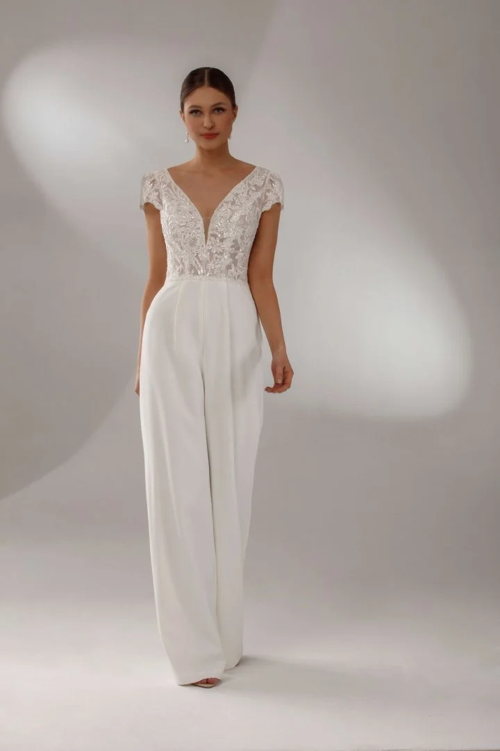 Lore White Jumpsuit with Overskirt- 3XFX02  - Size 14