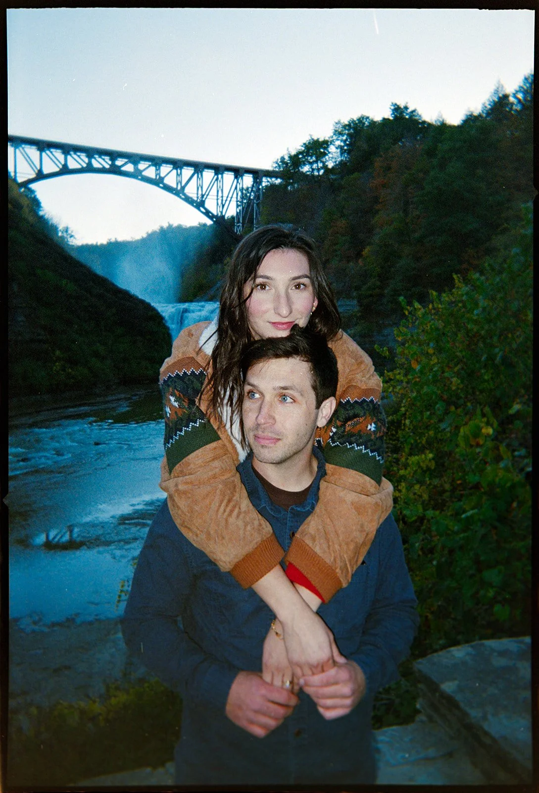 35mm film photography of this cute couple for their letchworth engagement session