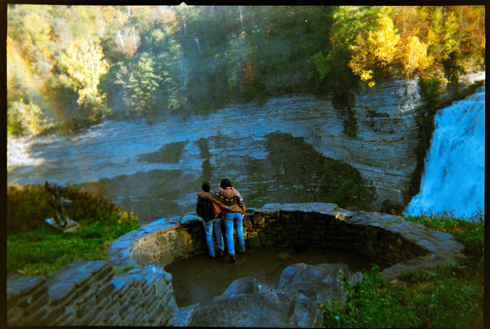 middle falls at letchworth state park on 35mm film photography engagement session