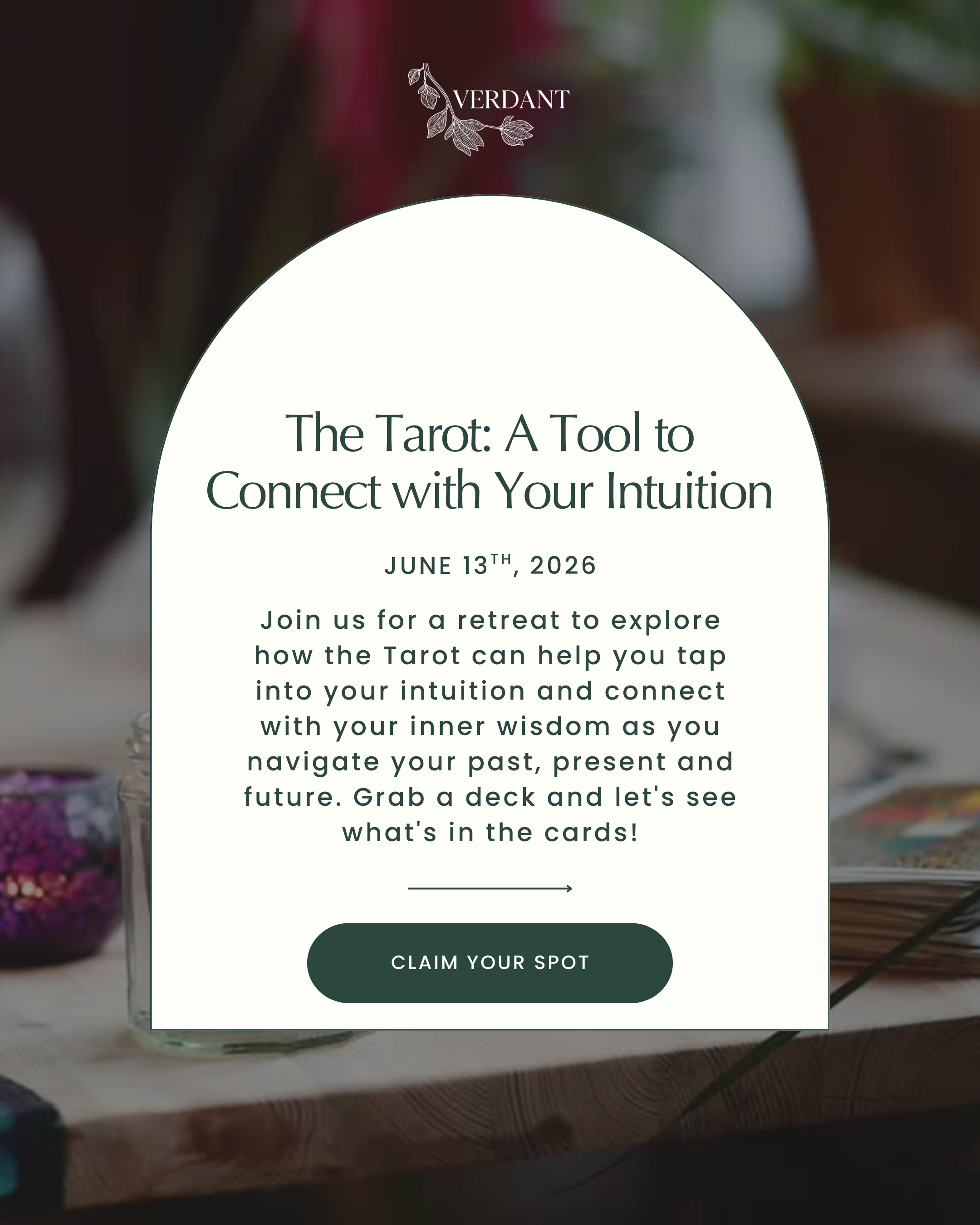 “The Tarot: A Tool to Connect with Your Intuition” Retreat on 6.13.26