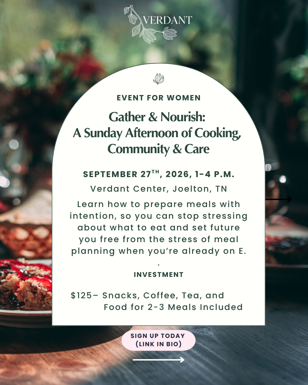 “Gather and Nourish: A Sunday afternoon of Cooking, Community, and Care” on 9.27.26 