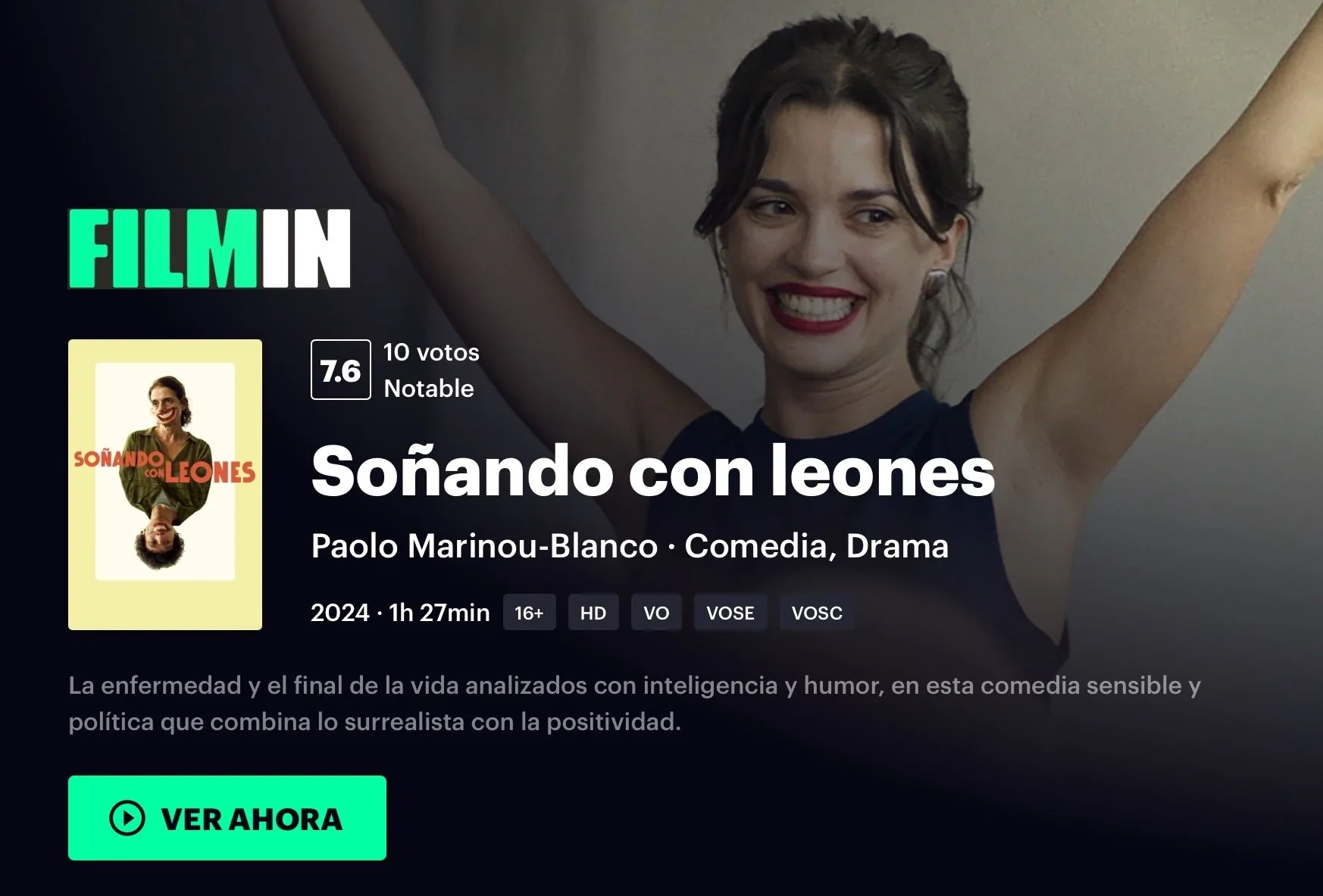 🆕 "So&ntilde;ando con leones" ya disponible @enfilmin 🍿Link en bio 🔝