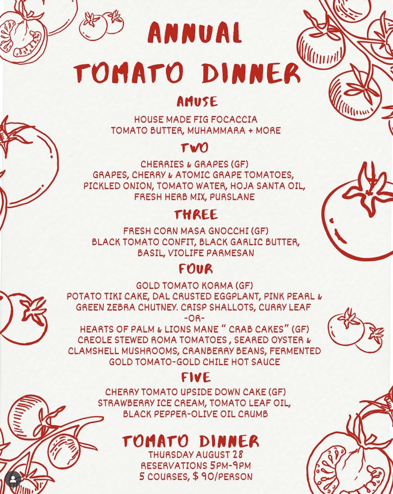 Annual Heirloom Tomato & Farmers’ Market Dinner