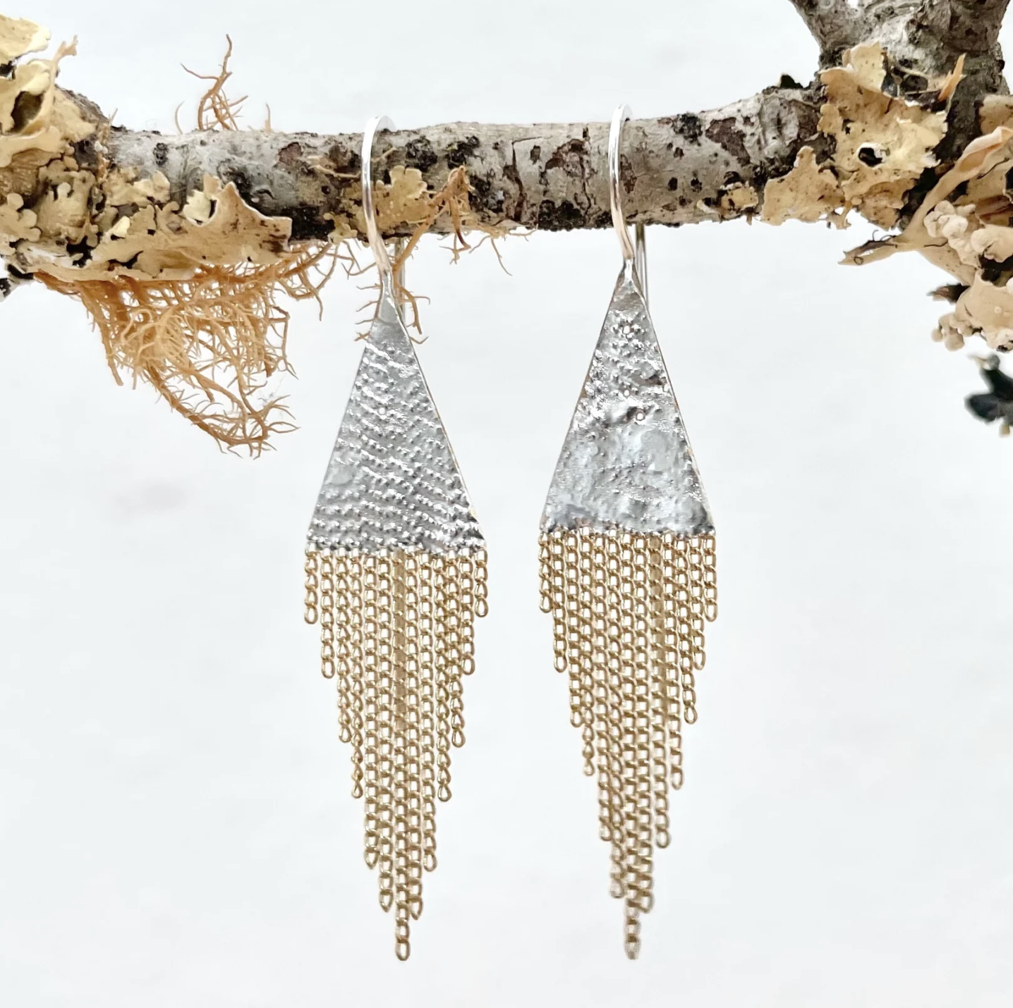 Lil' Triangle Brass + Silver Earrings