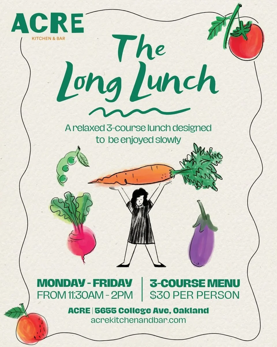 Introducing a new lunch experience at ACRE 🍽️ The Long Lunch &ndash; a relaxed three-course lunch menu designed to be enjoyed slowly. Because lunch is meant to linger. 
✨ $30 per person
⏰ Monday - Friday 11:30am - 2pm 
🔗 Reservations at acrekitchen