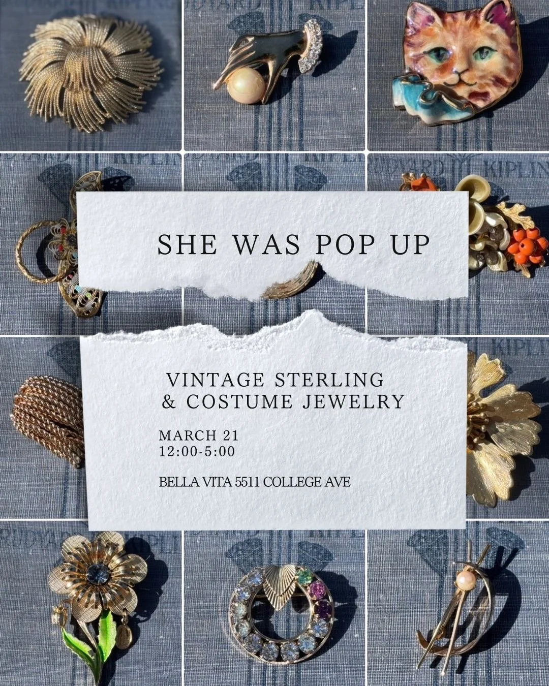 Exciting pop up this Saturday at Bella Vita! Check out the vintage sterling and costume jewelry from She Was between noon-5pm (March 21).

Bella Vita
5511 College Ave
Bella Vita 
#rockridgeoakland #popupjewelryshop #vintagejewelry