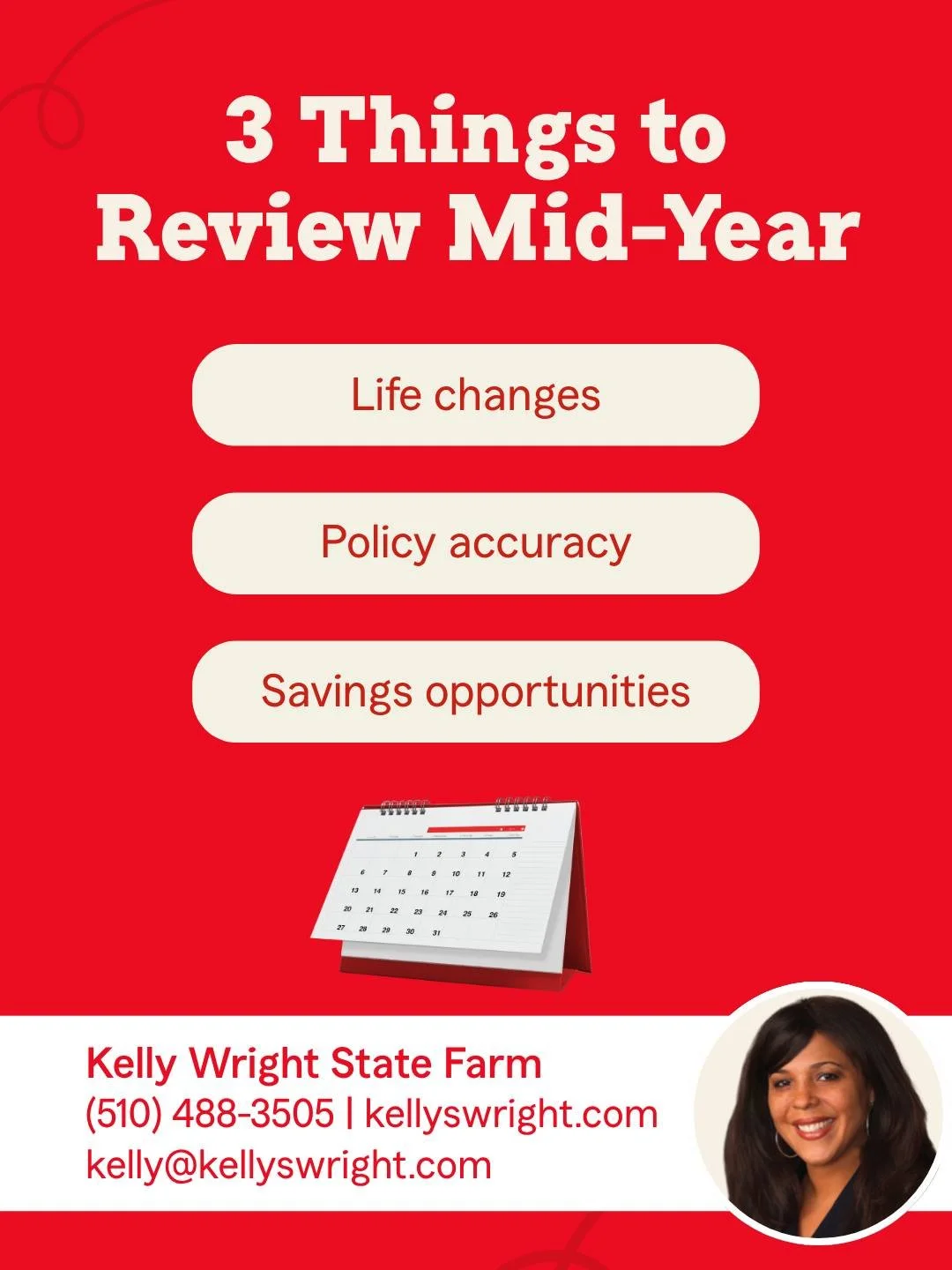 Six months down, six to go &mdash; is your insurance still up to date? Check out the 3 things to review for some mid-year housekeeping.

Kelly S. Wright Insurance Agency, Inc.- State Farm Insurance 

Kelly Wright State Farm
5273 College Ave #101
📞 5