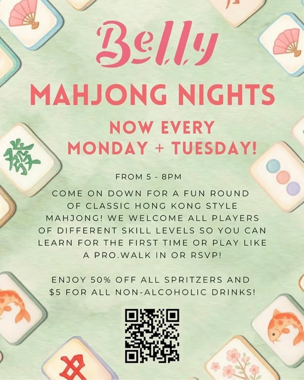 Mahjong Nights are now every Monday &amp; Tuesday at Belly from 5pm-8pm!

5634 College Ave
bellyrestaurants.com
@bellyoakland 

#rockridgeoakland #rockridgedistrict #mahjong #gamenight