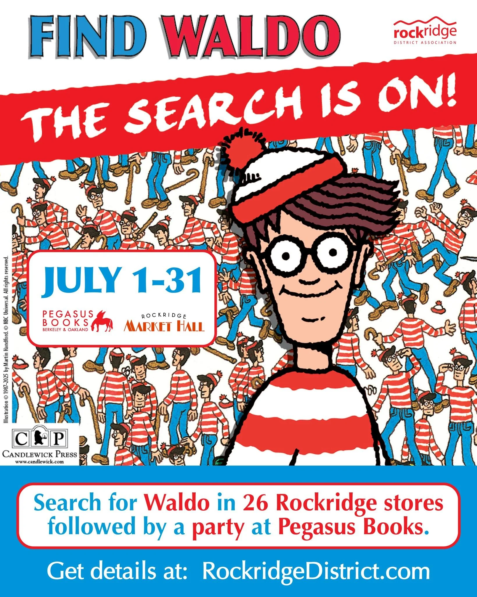 The search is on! 🔎 Find Waldo hiding in 26 Rockridge businesses and win prizes! Kids of all ages are encouraged to play! Simply grab a Game Card at any participating Rockridge business (or at Pegasus books), and start your hunt! You have until 5pm 