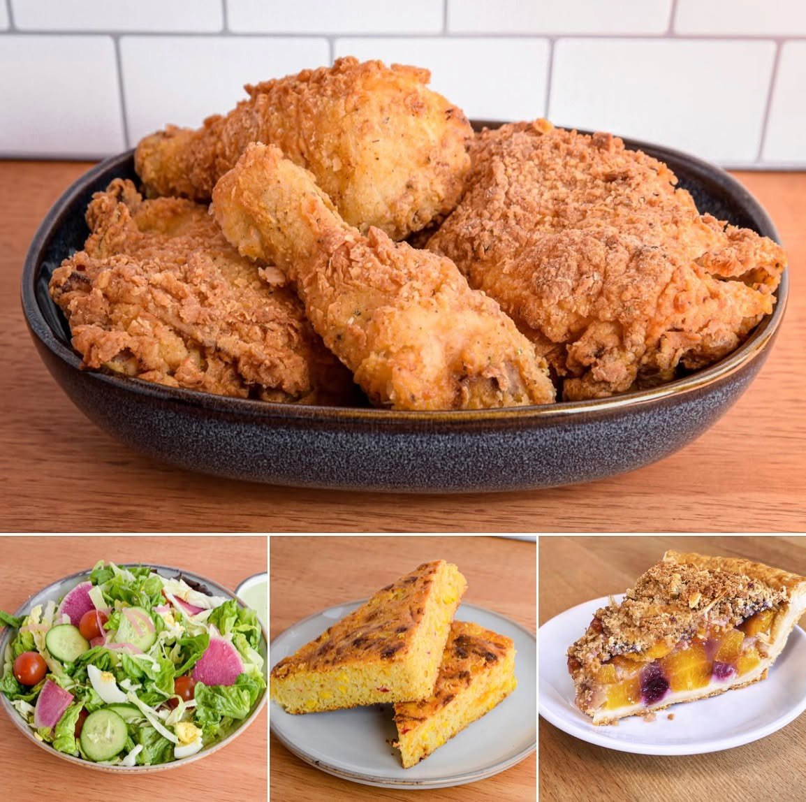 Rockridge Market Hall has prepared a feast to keep you covered throughout Labor Day weekend! Yum yums include Fried Chicken, Green Goddess Little Gem Salad, Three Cheese Cornbread, Peach Blueberry Crumble Pie, and more&mdash;perfect for your outdoor 