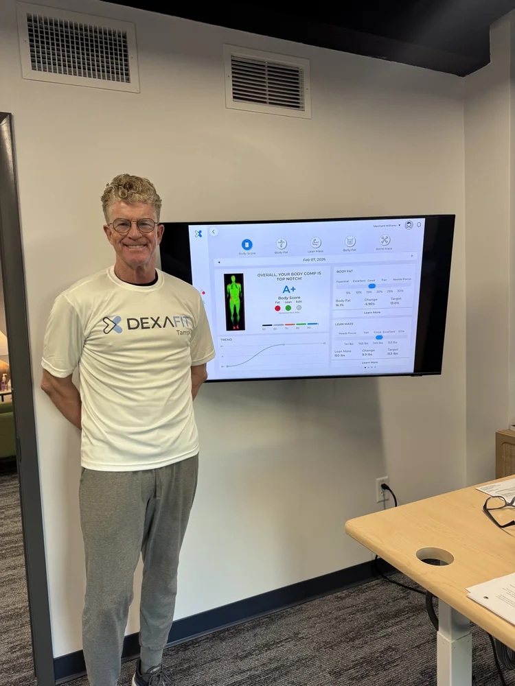 Client reviewing his DexaFit ai results at DexaFit Tampa