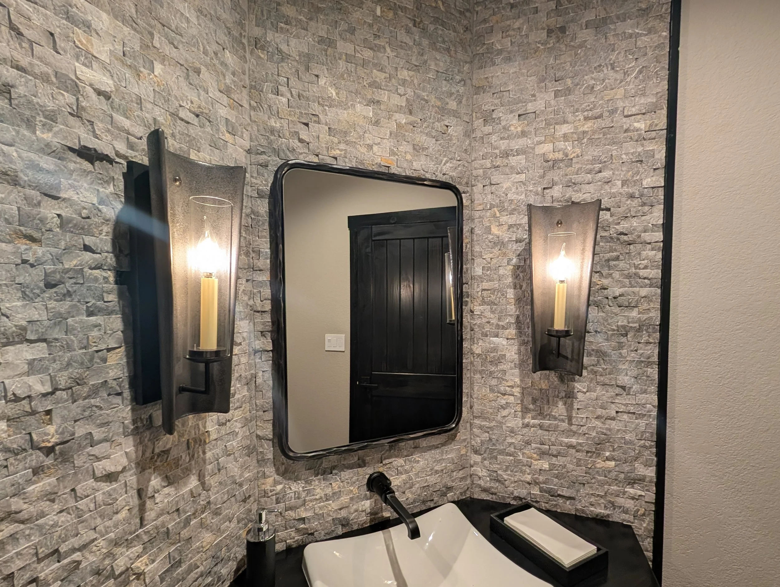 Bathroom lighting installed by BP Electrical Services above sink