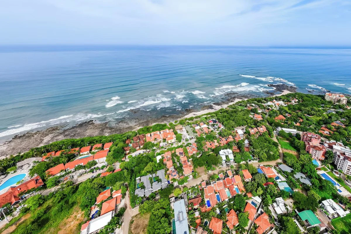 Ariel view of peaceful Playa Langosta, just down the road from lively Tamarindo