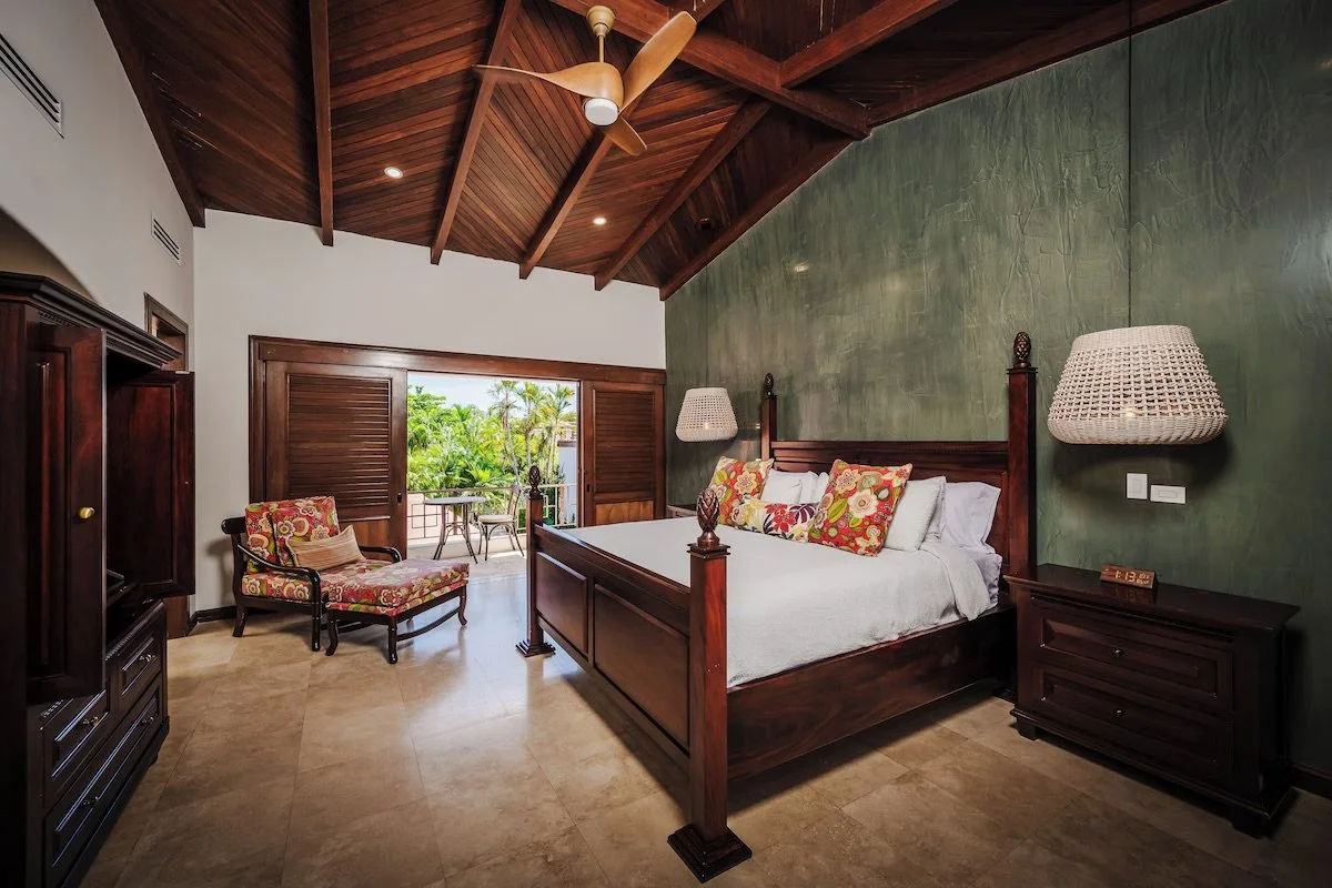 Master suite on second level with two balconies