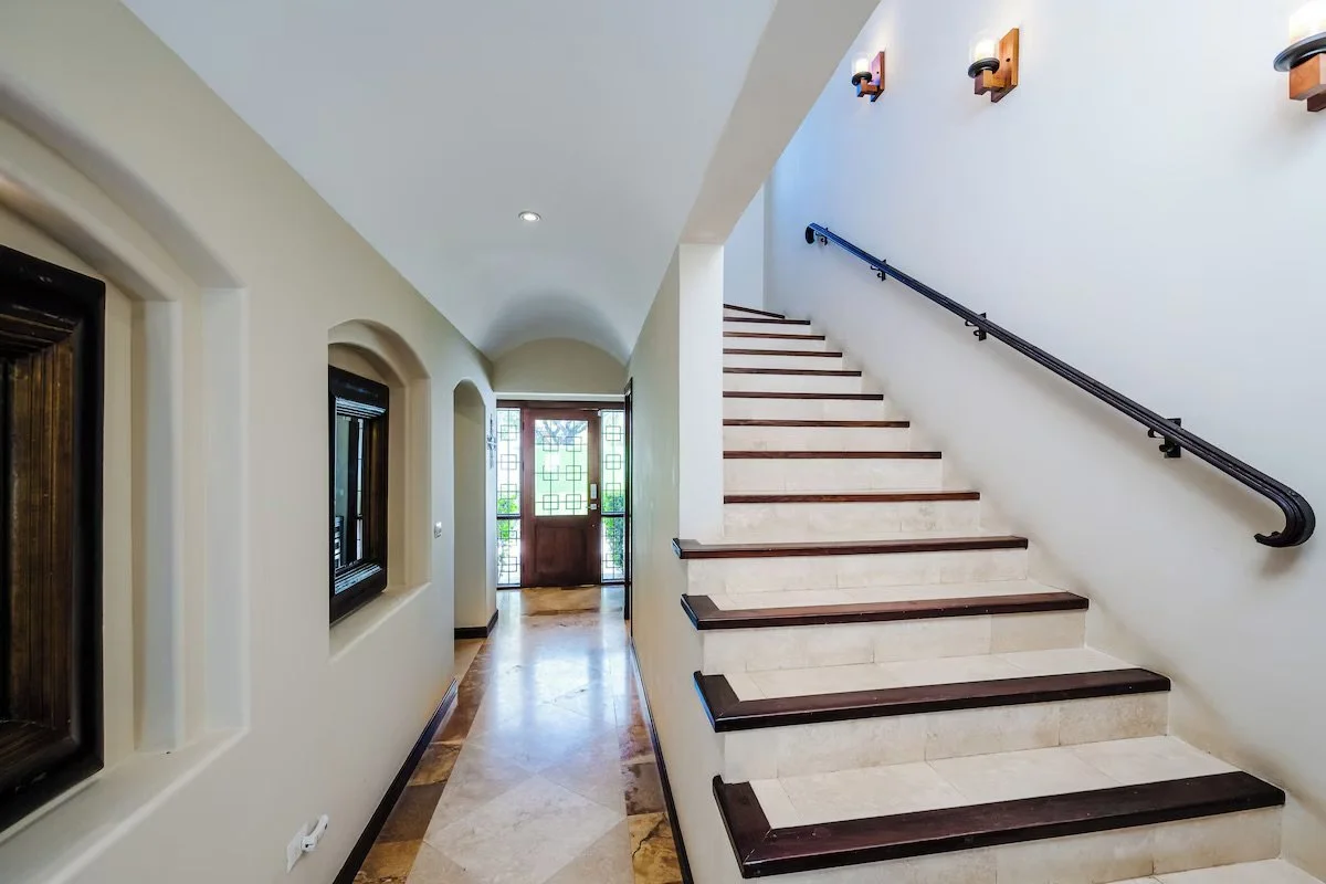 Main entry hall and stairs to the master suite
