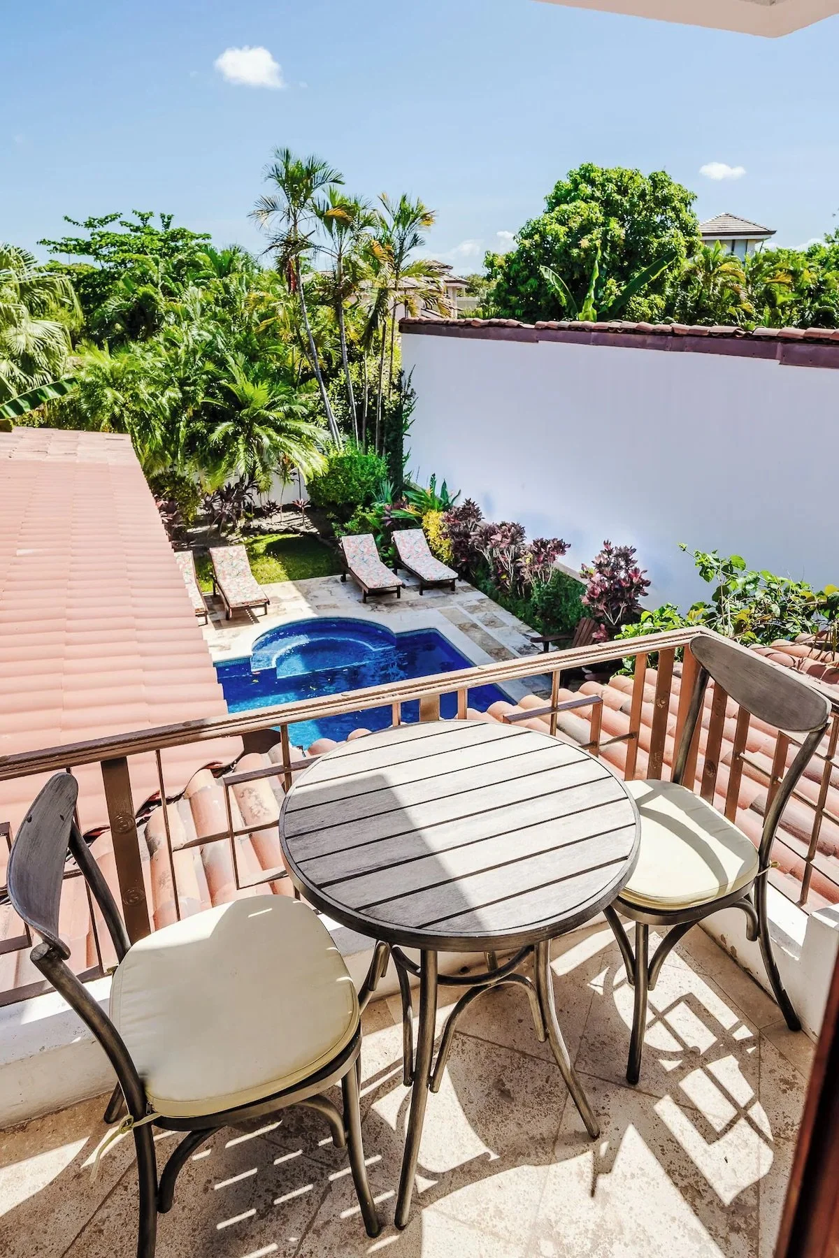 Master balcony overlooks the pool