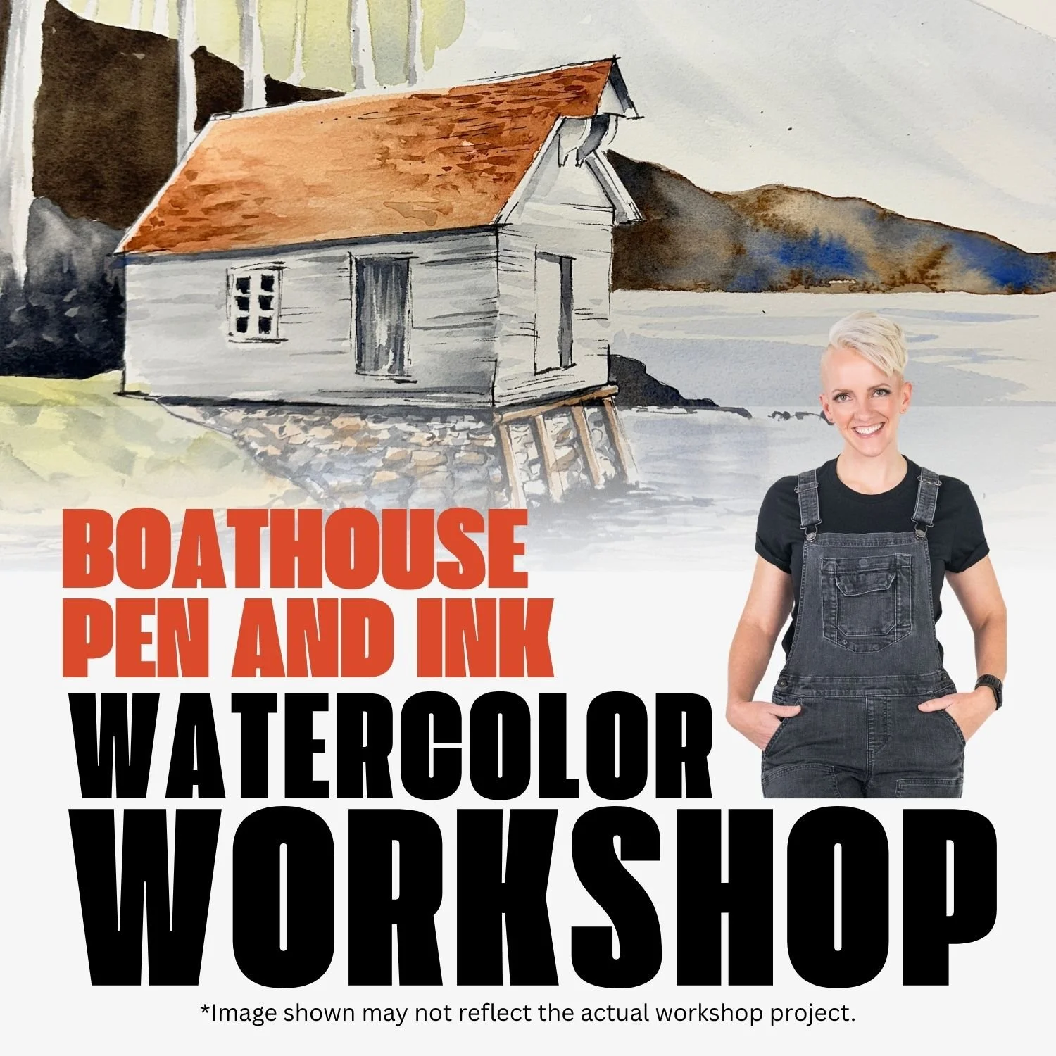 Watercolor Workshop - Pen & Ink Boathouse - Video Tutorial