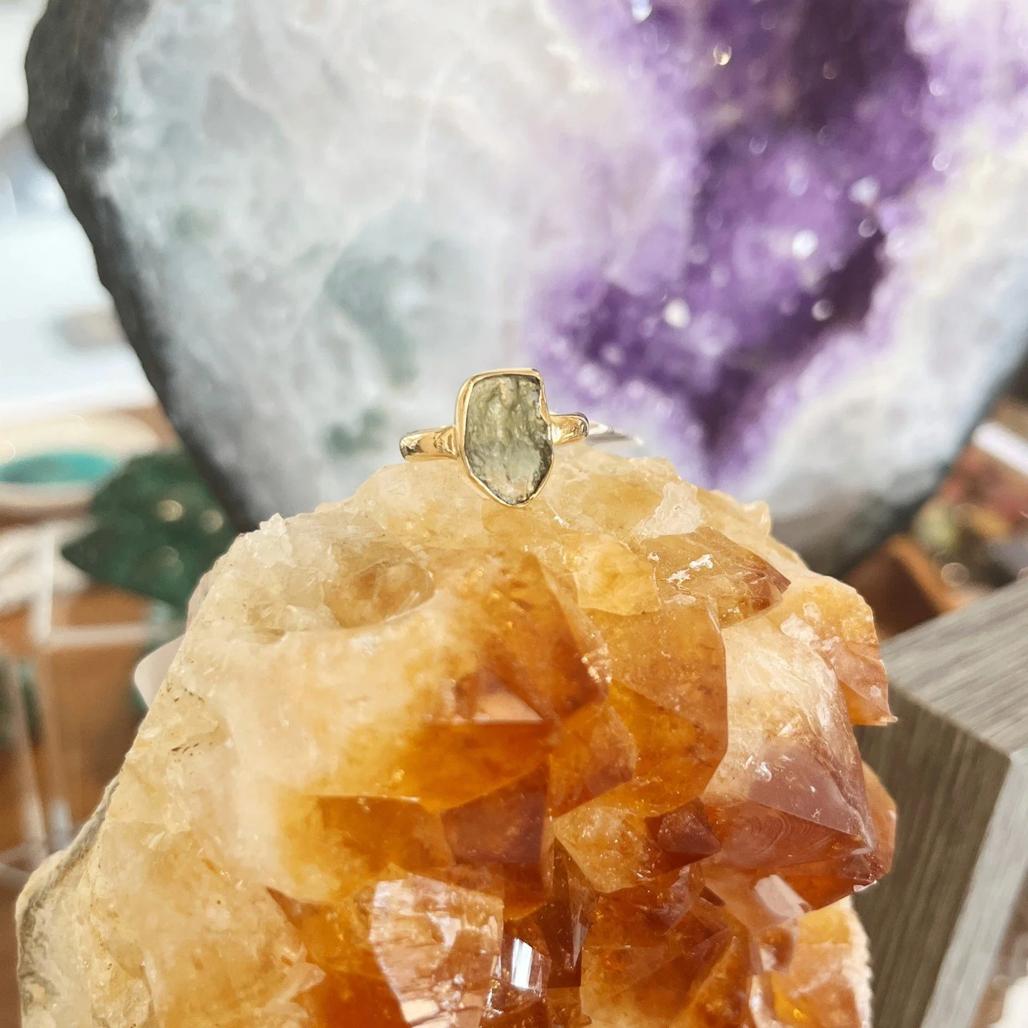 ✨ Moldavite Magic ✨

Our Moldavite rings are more than just stunning jewelry&mdash;they&rsquo;re pieces of history from the stars! 💫

Origins: Moldavite formed over 15 million years ago from a meteorite impact in the Czech Republic, making it one of