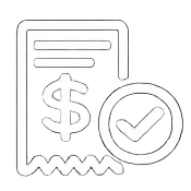 A receipt with a dollar sign and a check mark symbol.