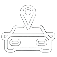Outline of a car with a location pin above it