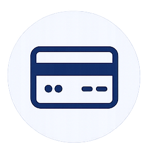Icon of a credit card with a magnetic strip and dotted lines