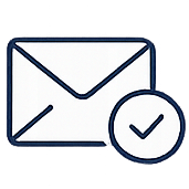 Envelope icon with a checkmark in a circle overlay
