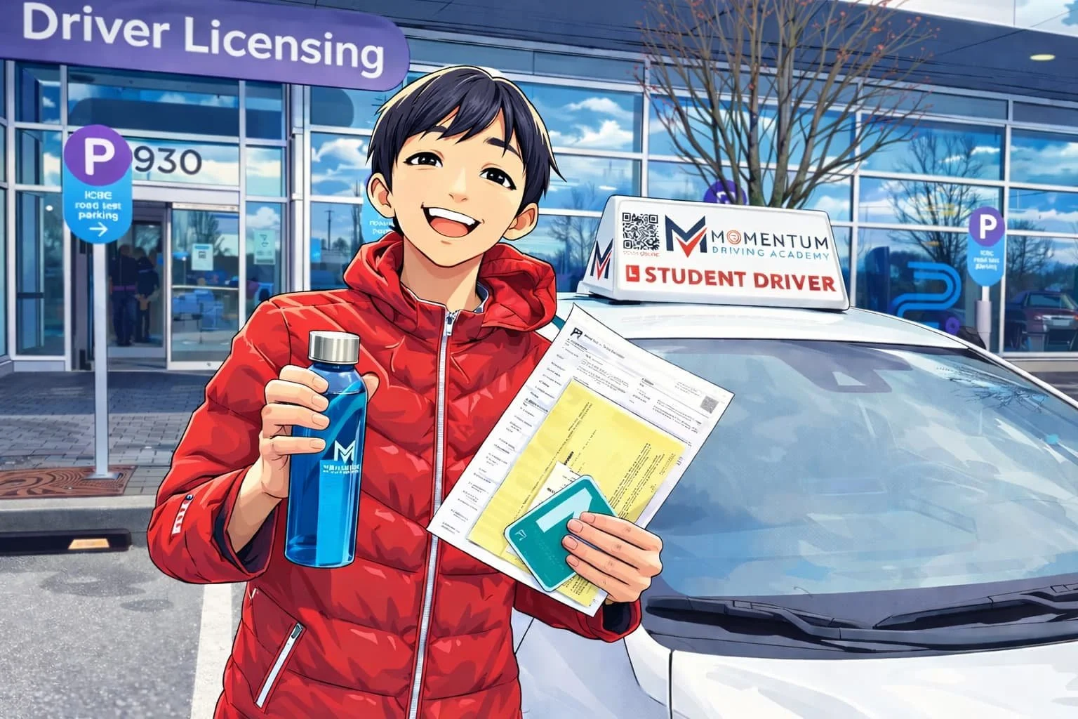 he had driving lesson in Coquitlam and pass road test