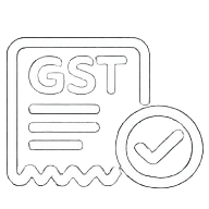 GST document icon with a checkmark