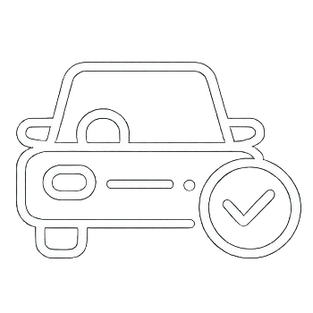 Outline of a car with a checkmark badge.