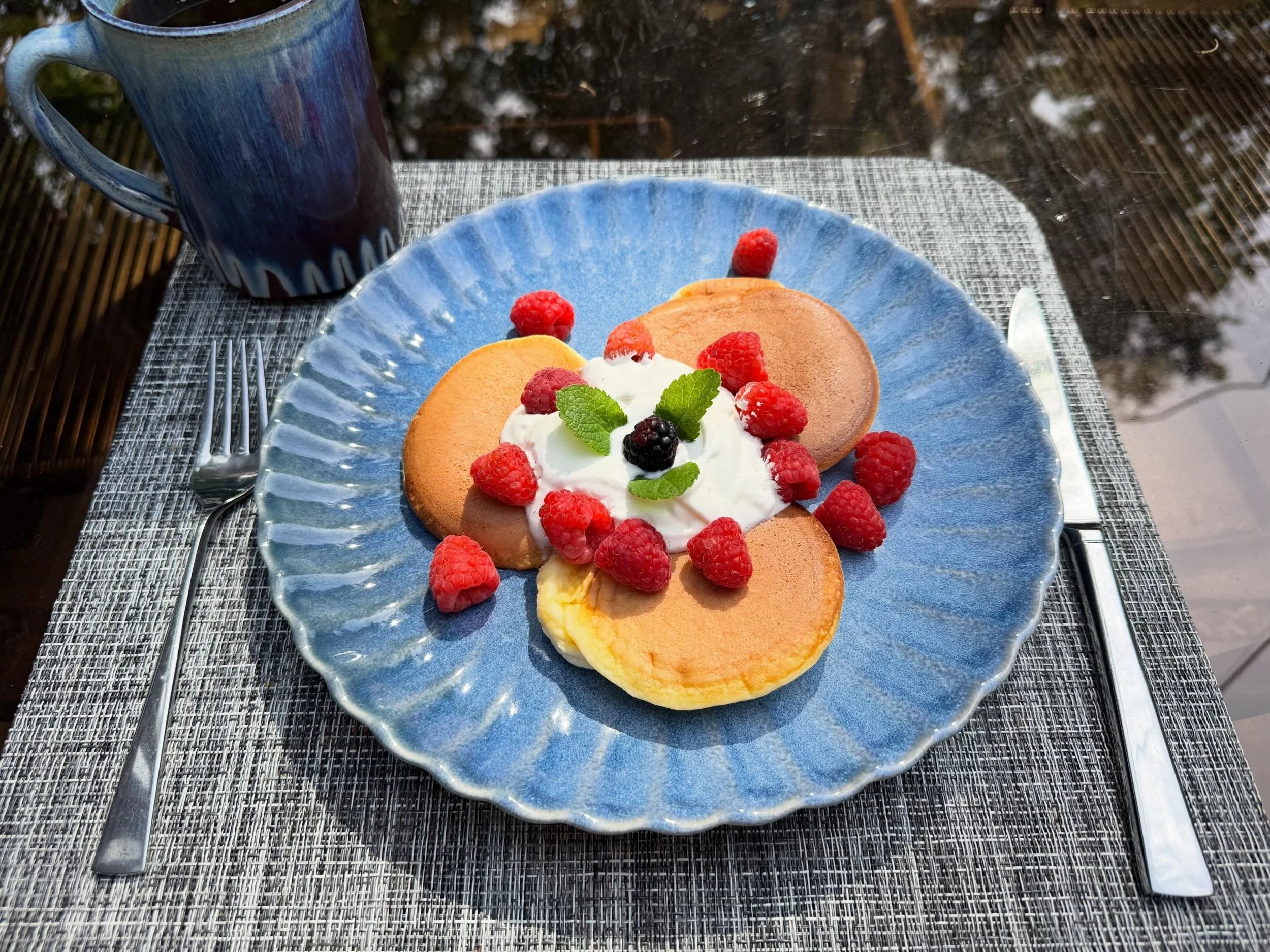 My husband is traveling, so I took this opportunity to treat myself to Japanese pancakes (which are mostly eggs and he is allergic) on this Mothers Day. I followed the recipe from justonecookbook website and they turned out quite nice! https://www.ju