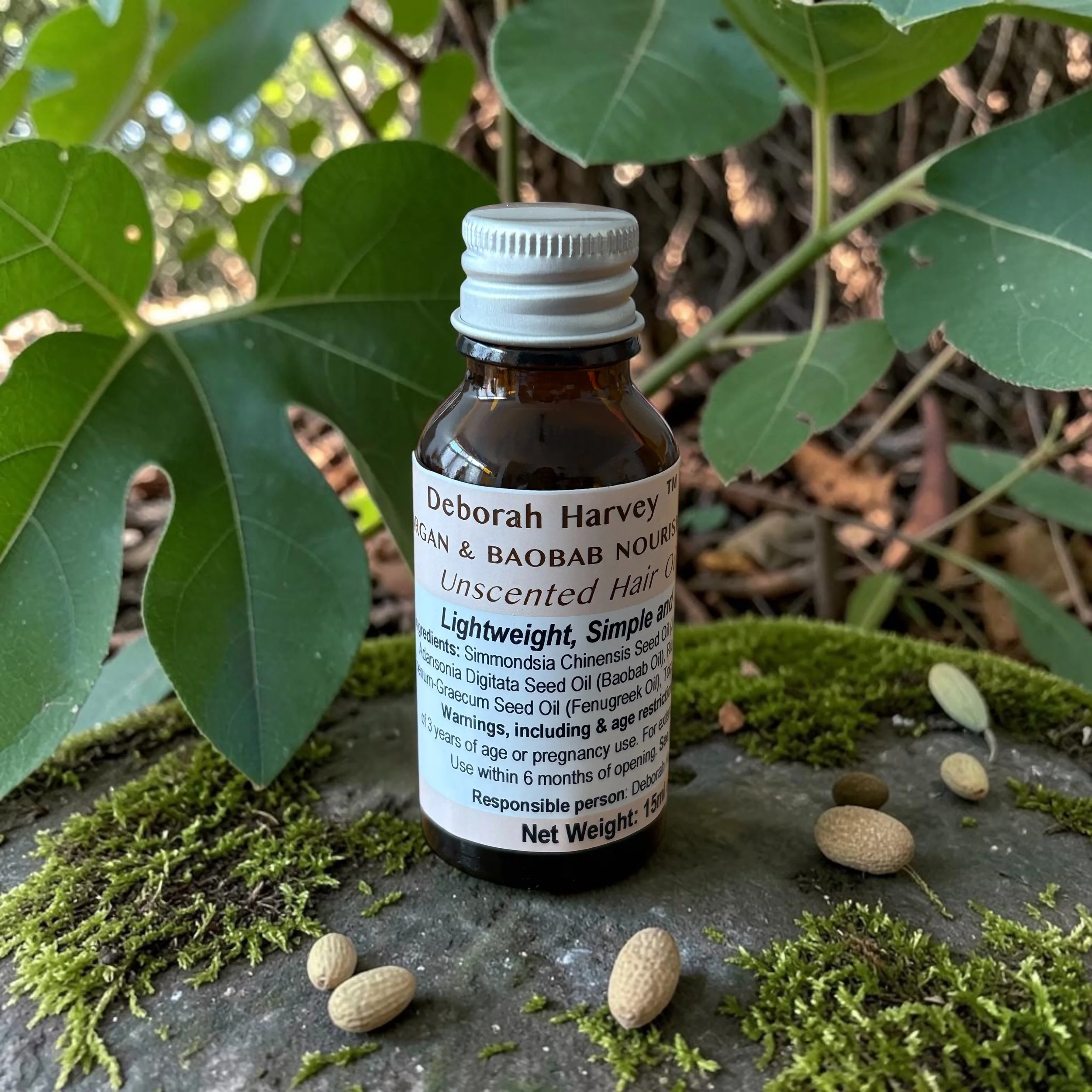 Argan & Baobab Nourishing Liquid Silk Hair Oil.  Unscented for Sensitive Skin