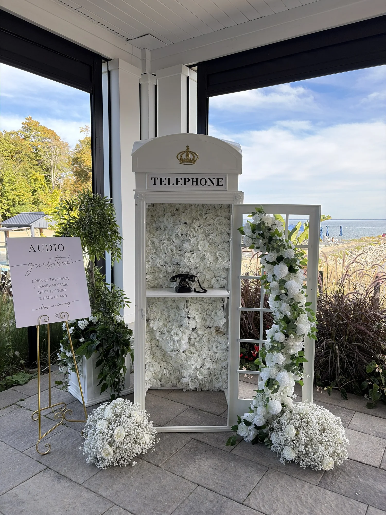 White London-style phone booth audio guestbook