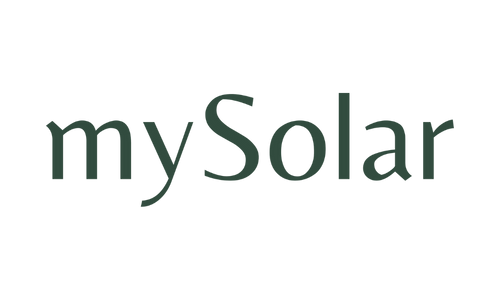 Logo with the text 'mySolar' in dark green letters.