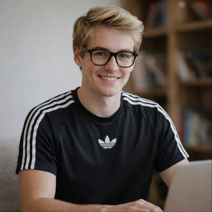 Sioux City young adult smiling while using laptop during online ADHD psychiatry appointment.
