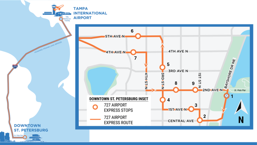 PSTA launches express bus service between downtown St. Petersburg and Tampa airport