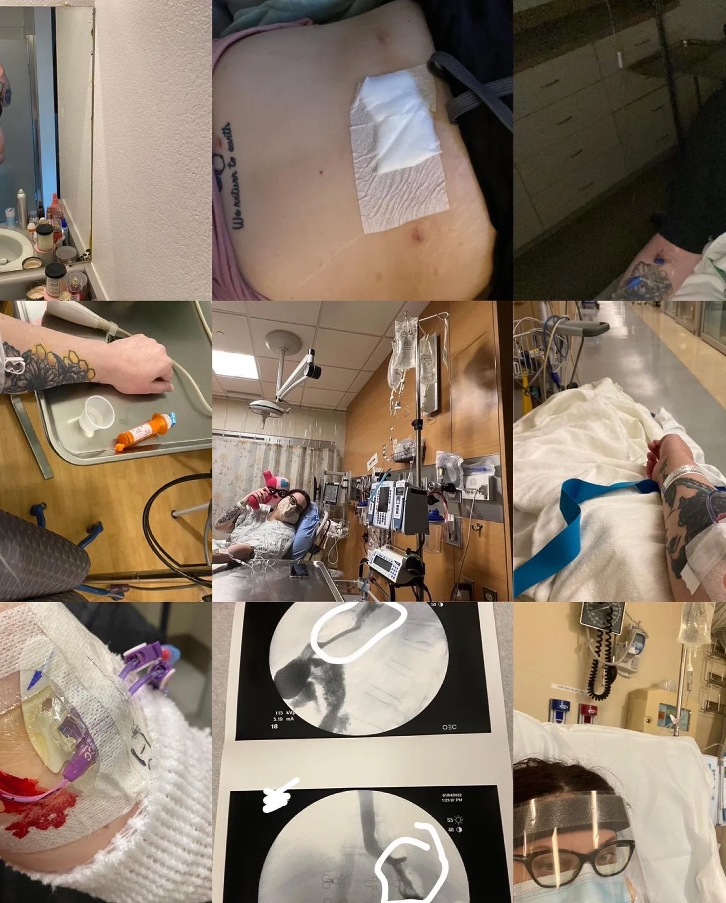 collage of photos from steph, bariatric warrior, time in hospital