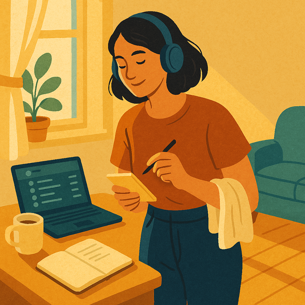 AI Generated image showing AI's imprression of "me" analyzing my musical taste with AI