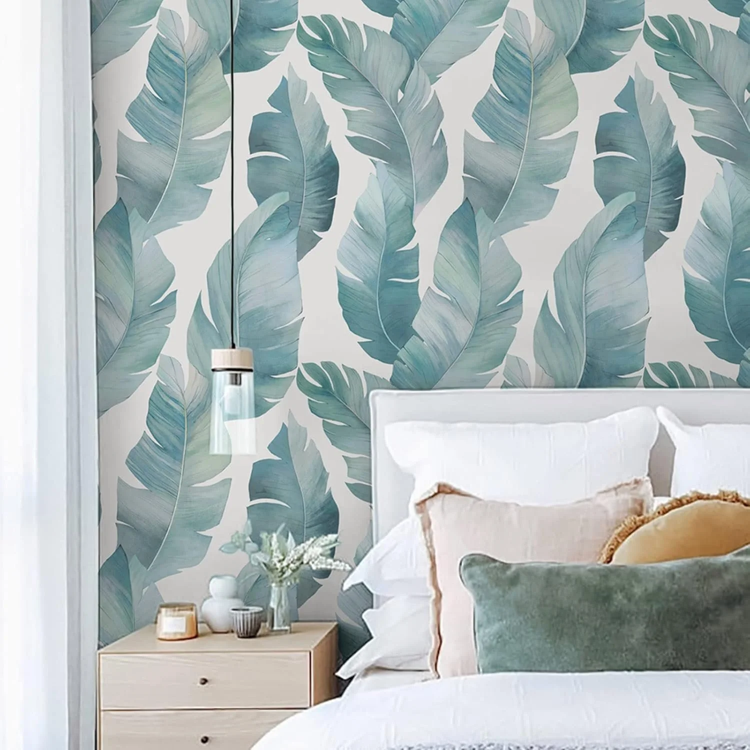 Tropical Leaf Wallpaper Peel and Stick Wallpaper 1.jpg