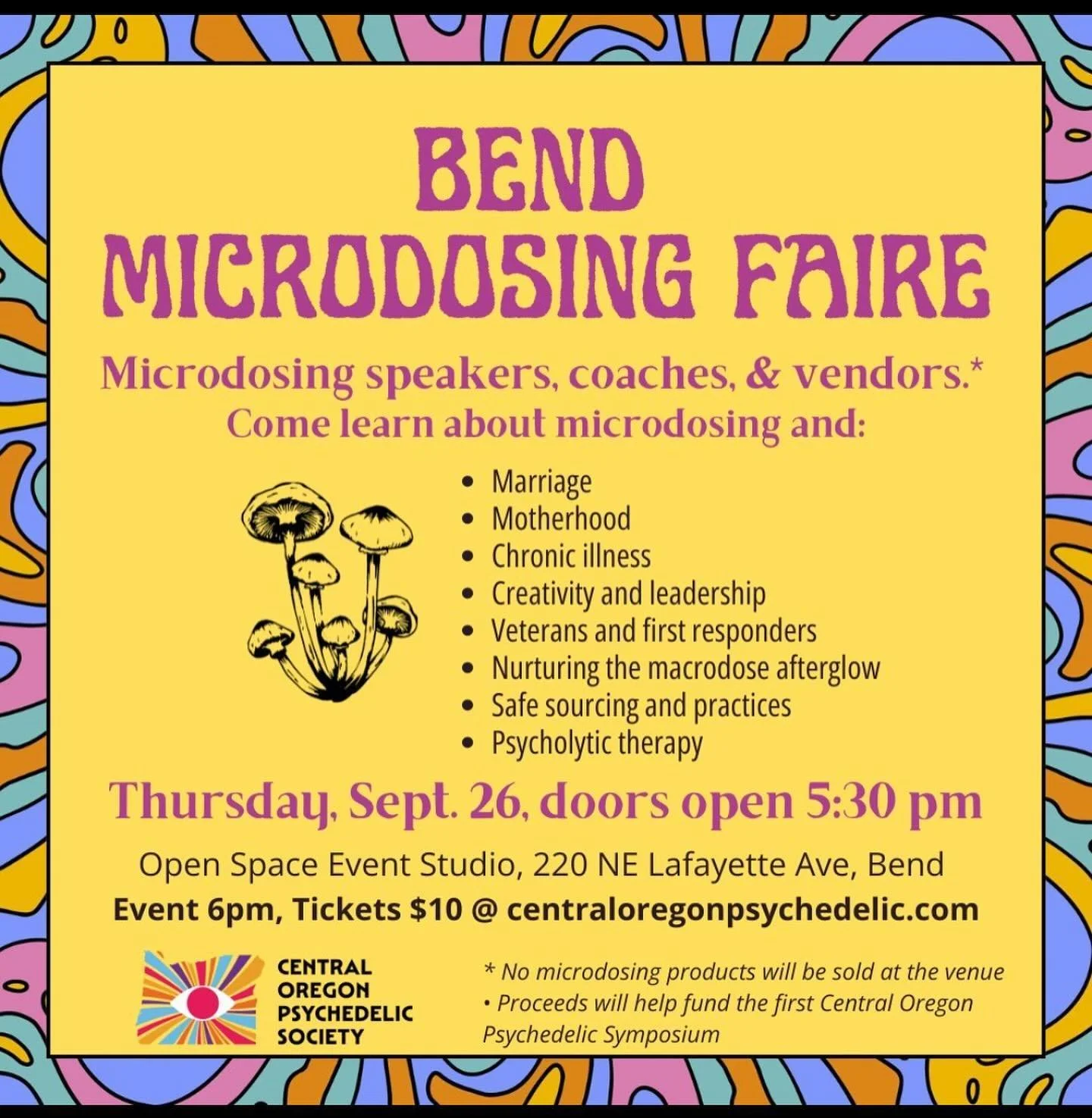 📣 If you&rsquo;re in Bend on September 26th, join us at the &lsquo;Bend Microdosing Faire&rsquo; 🙌 

I&rsquo;m grateful to be sharing about how Psycholytic Psychotherapy [utilizing low to moderate doses of cannabis or ketamine over multiple session