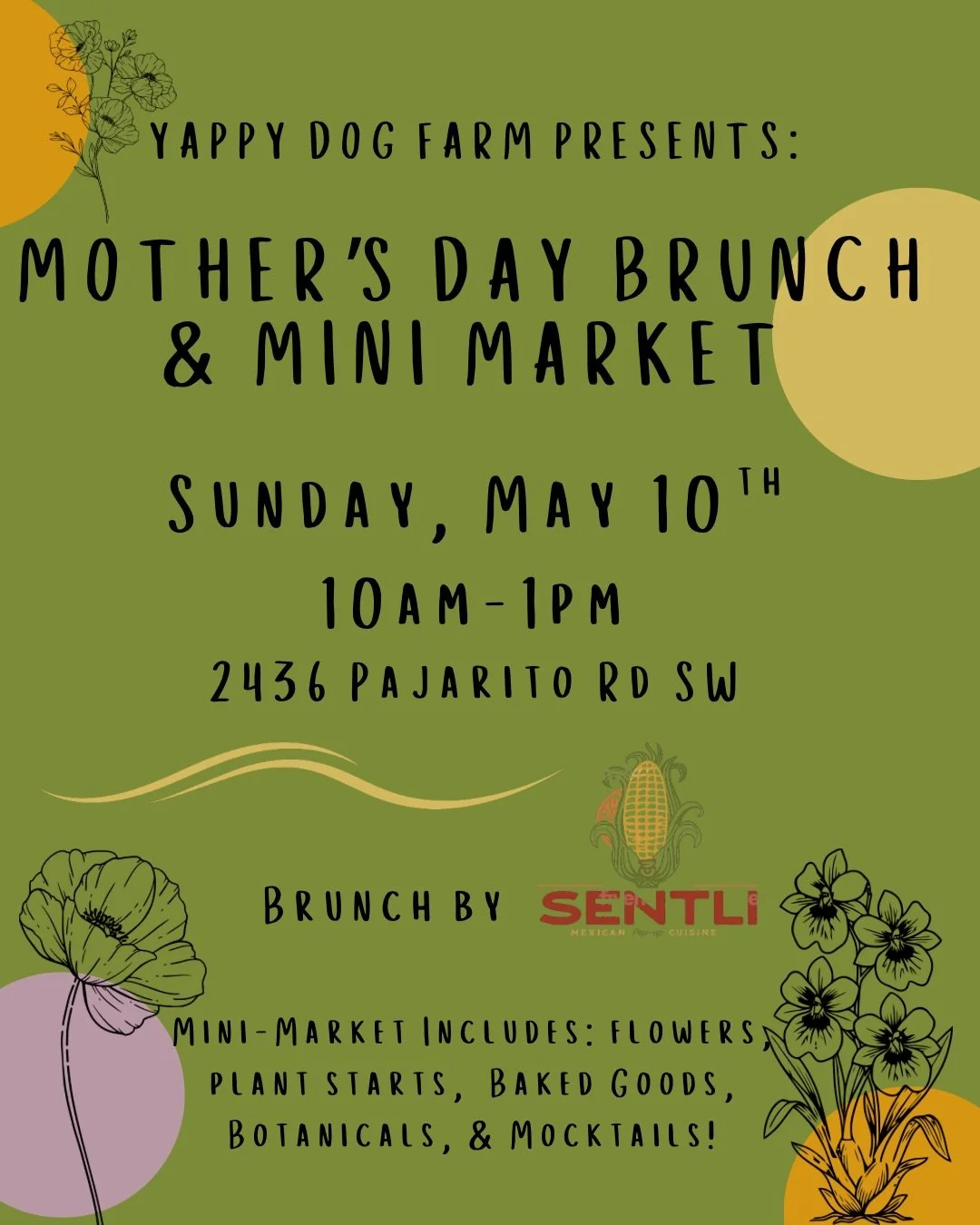 🌸 Join us for a brunch &amp; mini-market at the farm for Mother&rsquo;s Day - whether you&rsquo;re celebrating mothers (in all their forms) or just want to enjoy a delightful May morning at the farm. 

Sunday, May 10th
10am-1pm
2436 Pajarito Rd SW 
