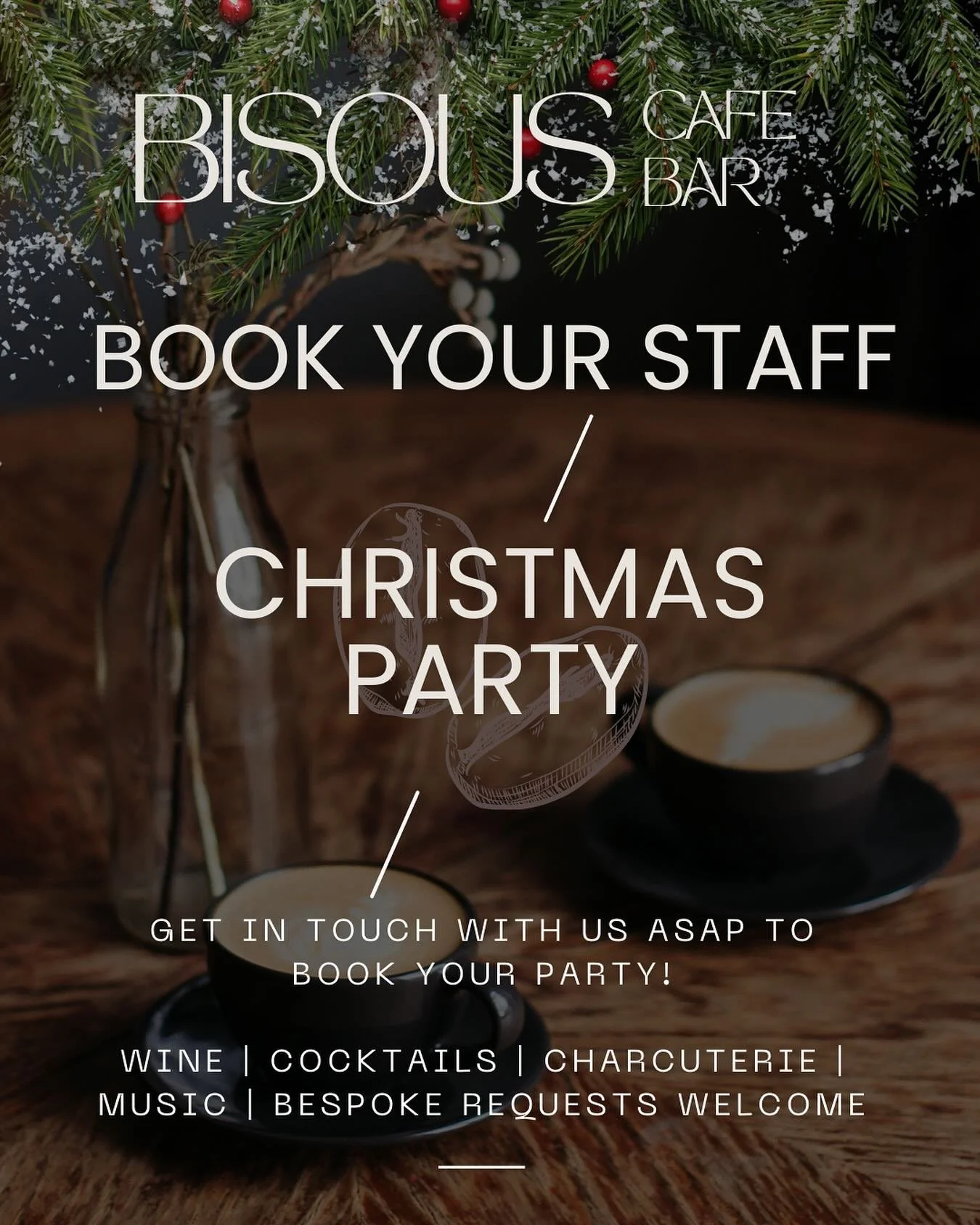 Okay&hellip;so it is admittedly way too soon to be mentioning Christmas - but we are opening our doors soon and will be super busy (we hope) so&hellip;.if anyone is interested in booking their Christmas party for their company or similar please get i
