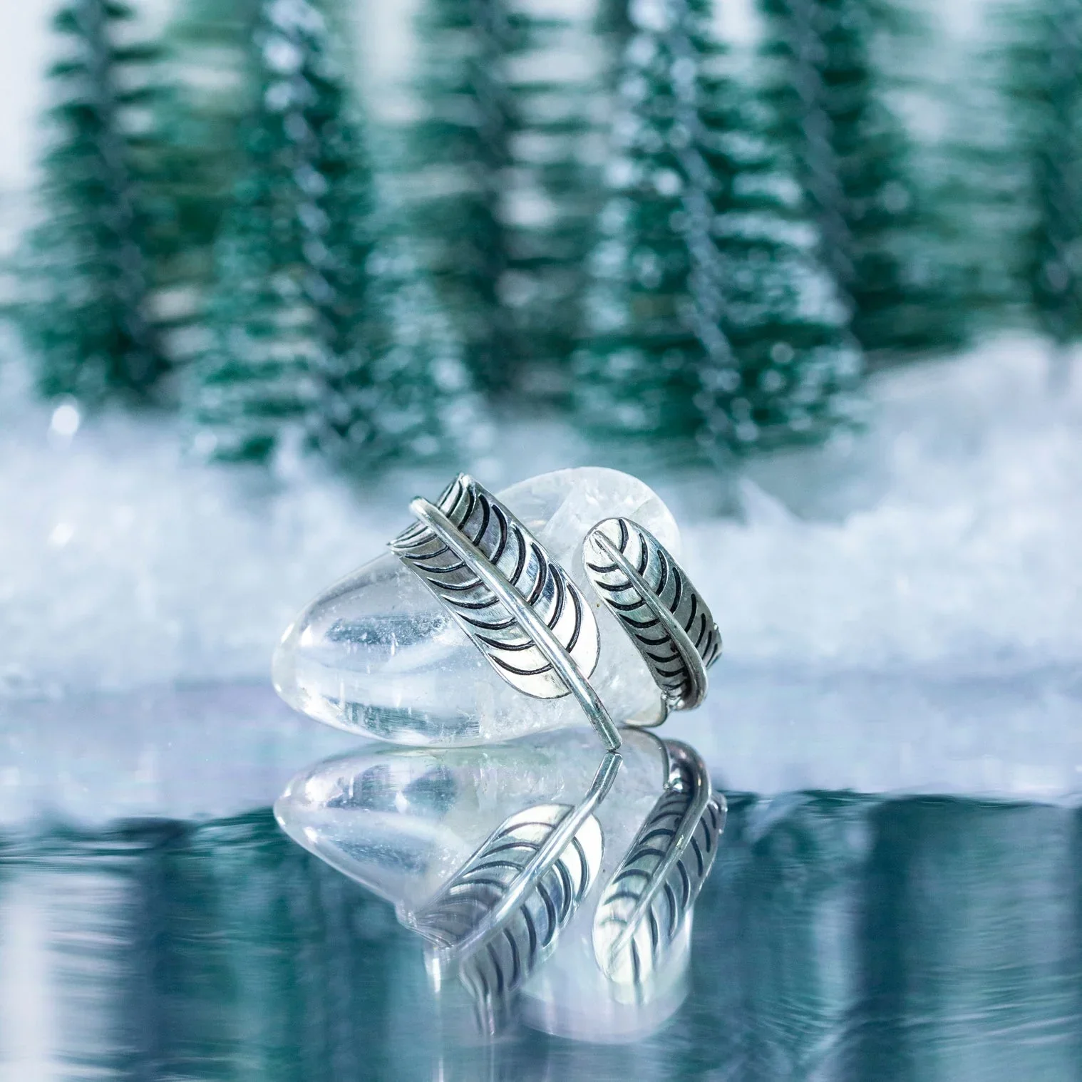 ✧ Feather Wrap Ring — Sterling Silver ✧