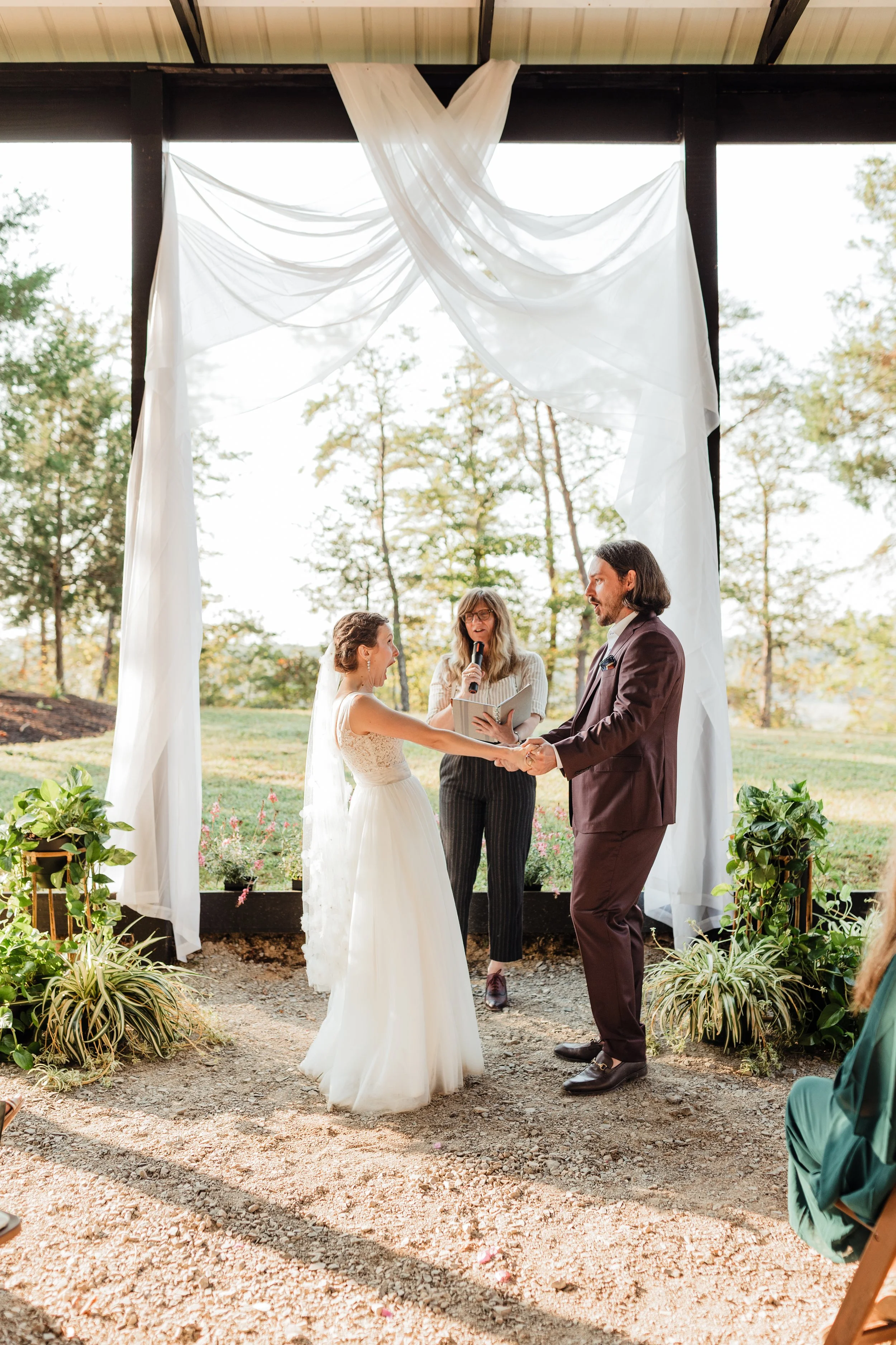 Boho Wedding alter with plants